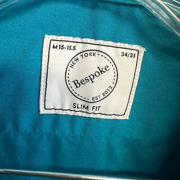 BeSpoke Mens Button Up Bright Blue Size Medium 15-15.5 Slim Fit Shirt Streetwear - Picture 4 of 5